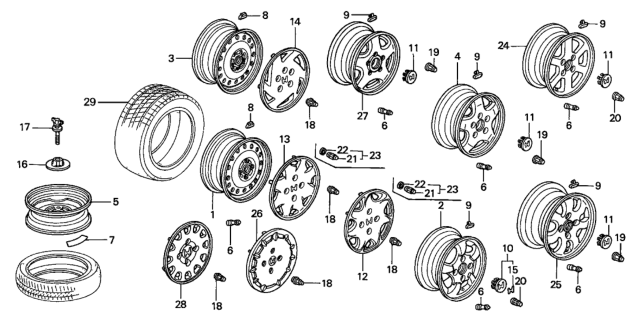 2001 Honda Accord Tire (P195/70R14) (90S) (M+S) (Dunlop) Diagram for 42751-DUN-010