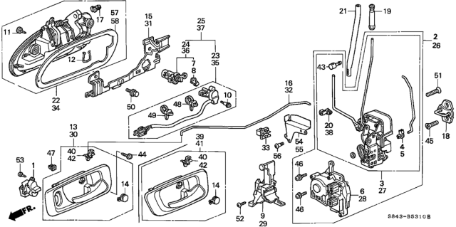 2001 Honda Accord Cylinder, Driver Side Door Diagram for 72185-S84-A11