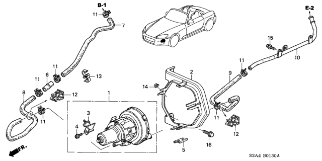 2003 Honda S2000 Pump Assy., Air Diagram for 18760-PCX-003