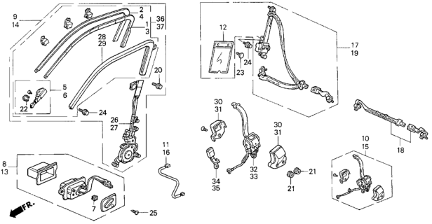 1991 Honda Civic Lap Set, L. FR. Seat Belt *NH89L* (PALMY GRAY) Diagram for 04817-SH5-A00ZD