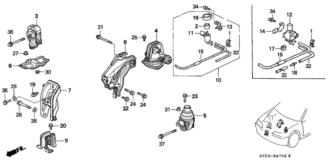 1994 Honda Accord Rubber, Transmission Mounting (AT) Diagram for 50806-SV4-980