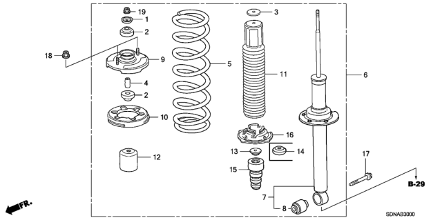 2007 Honda Accord Shock Absorber Assembly, Rear Diagram for 52610-SDP-A23