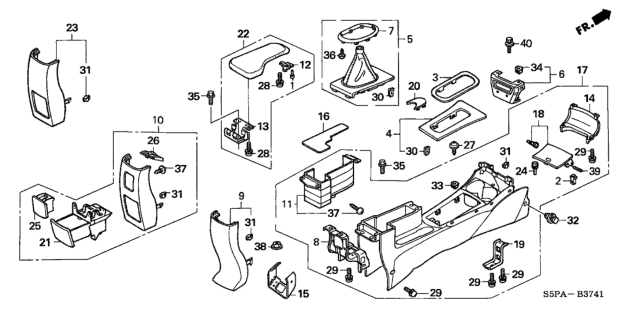 2005 Honda Civic Cover, Cup Holder Diagram for 83410-S5A-L01