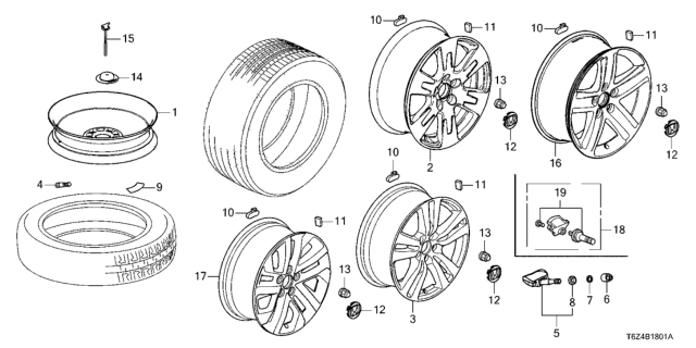 2019 Honda Ridgeline Disk, Aluminum Wheel (18X8J) (Tpms) (Aap St Mary'S) Diagram for 42700-TG7-A51