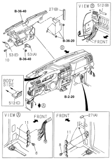 2000 Honda Passport Wire Harness Brackets (Cabin) Diagram
