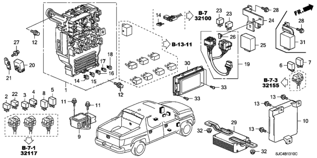 2008 Honda Ridgeline Bracket, Unit Diagram for 39991-SJC-A00