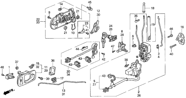 1996 Honda Odyssey Handle Assembly, Left Front (Outer) (Frost White) Diagram for 72180-SL9-003ZR