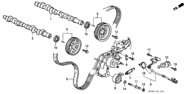 1995 Honda Accord Camshaft, Front Diagram for 14100-P0G-A00