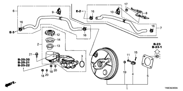 2015 Honda Civic Stay, Master Power Tube Diagram for 46406-TR7-A00
