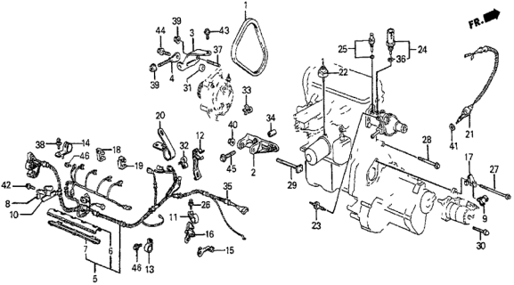 1986 Honda Prelude Stay, Engine Wire Harness Clamp Diagram for 32746-PD6-000