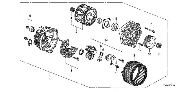 2012 Honda Fit Rectifier Assy. Diagram for 31127-RB0-004