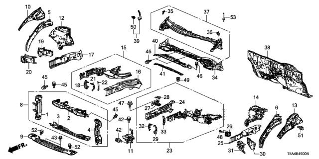 2017 Honda Fit Extension Set, R. FR. Shock Absorber Diagram for 04674-T5A-G00ZZ