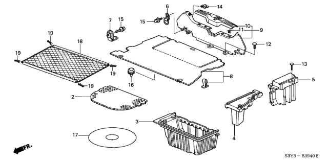 2001 Honda Insight Mat, Spare Tire Diagram for 84631-S3Y-000