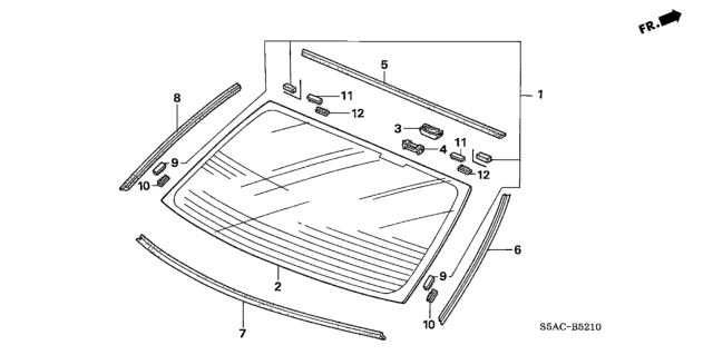 2005 Honda Civic Molding, L. RR. Windshield Side Diagram for 73257-S5A-003
