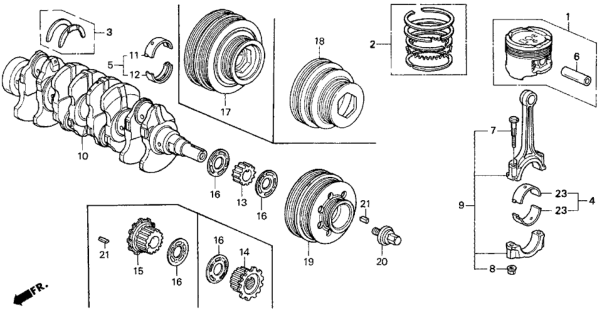 1993 Honda Del Sol Ring Set, Piston (Std) (Riken) Diagram for 13011-P28-A02