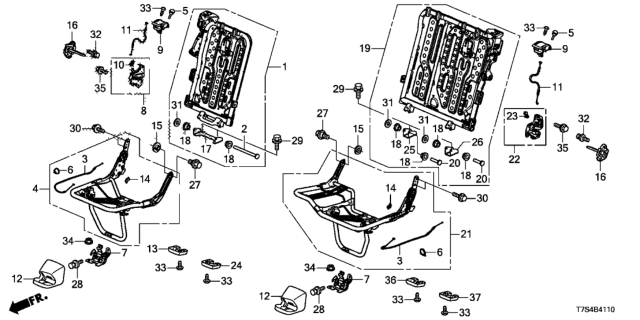 2016 Honda HR-V Rear Seat Components Diagram