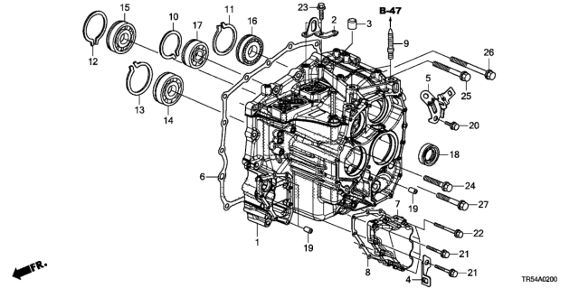 2014 Honda Civic AT Transmission Case Diagram