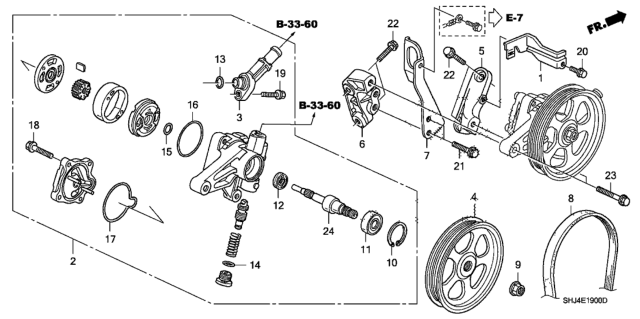 2010 Honda Odyssey Power Steering Pump Rm, No Pulle Diagram for 06561-RGL-305RM