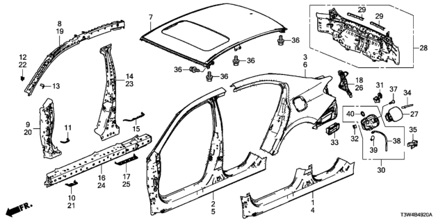 2015 Honda Accord Hybrid Outer Panel - Rear Panel Diagram