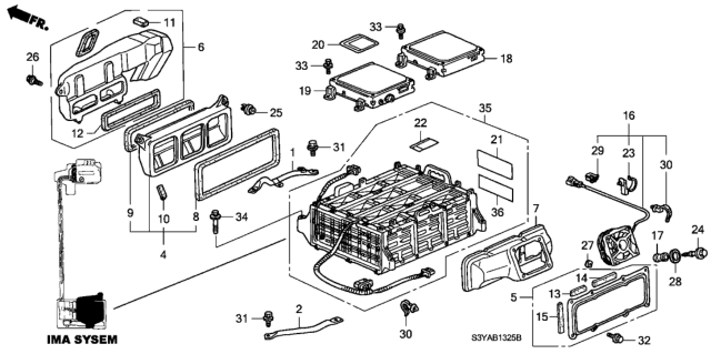 2005 Honda Insight Box Sub-Assy., Battery Diagram for 1D010-PHM-A01