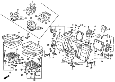 1991 Honda Accord Lock Assy., RR. Seat Cushion *Y18L* (SILKY IVORY) Diagram for 82132-SM5-A00ZE