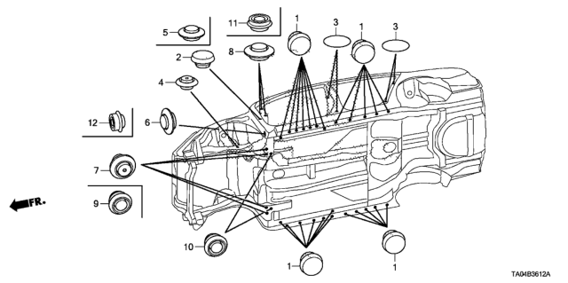 2011 Honda Accord Grommet (Lower) Diagram