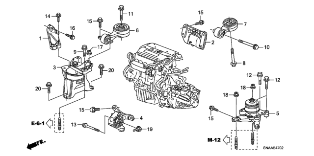 2009 Honda Civic Engine Mounts (2.0L) Diagram