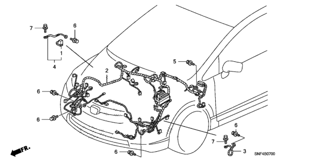 2006 Honda Civic Wire Harness, Engine Room Diagram for 32200-SNF-A00