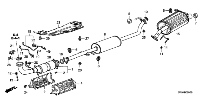 2011 Honda CR-V Exhaust Pipe - Muffler Diagram