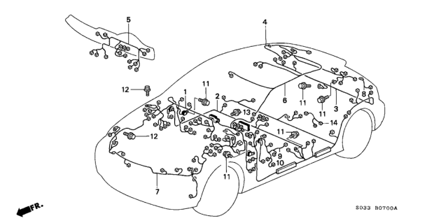 1998 Honda Civic Wire Harness, Door Diagram for 32751-S04-A01