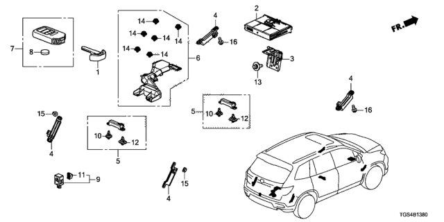 2020 Honda Passport Fob Assembly, Entry Key (Driver 1) Diagram for 72147-TG7-AA1