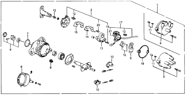 1985 Honda Civic Distributor Assembly (D4R84-68) (Hitachi) Diagram for 30100-PE1-963