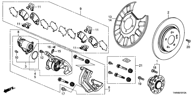 2020 Honda Odyssey Pin Set, RR. Caliper Diagram for 01473-TZ5-P01
