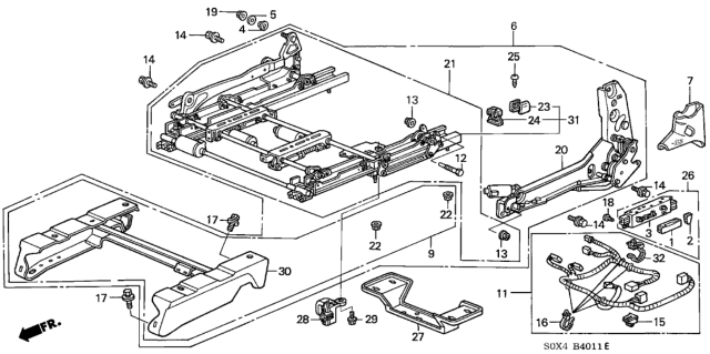 2000 Honda Odyssey Front Seat Components (Driver Side) (Power) Diagram