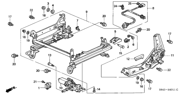 2000 Honda Accord Front Seat Components (Driver Side) (Power Height) Diagram