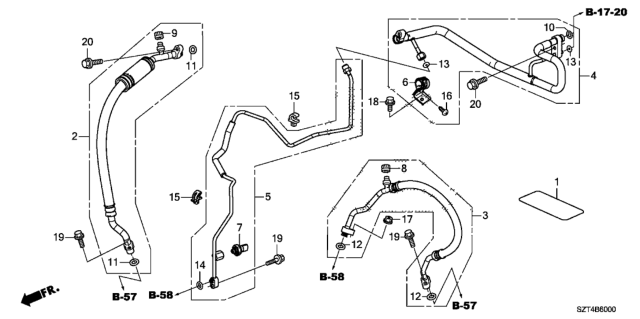 2012 Honda CR-Z Clamp, Air Conditioner Pipe Diagram for 80361-SZT-G00