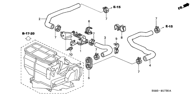 2004 Honda Civic Hose, Water Outlet Diagram for 79725-S5B-A00