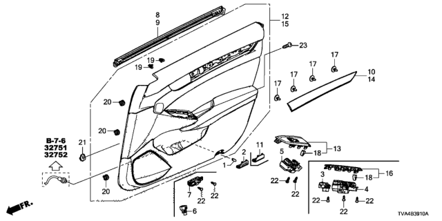 2020 Honda Accord Switch Assembly, Power Window Assist Diagram for 35760-TVA-C01
