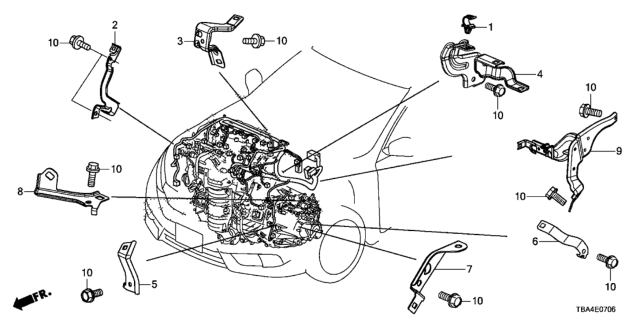 2016 Honda Civic Engine Wire Harness Stay (2.0L) Diagram