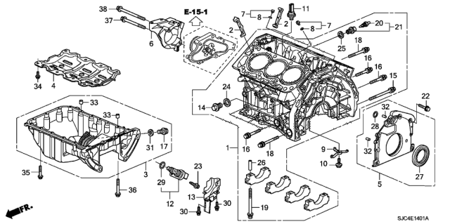 2009 Honda Ridgeline Cylinder Block - Oil Pan Diagram