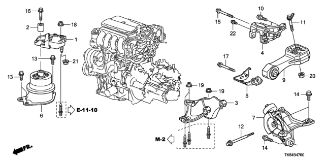 2009 Honda Fit Bracket, Transmission Mounting Diagram for 50650-TK6-910