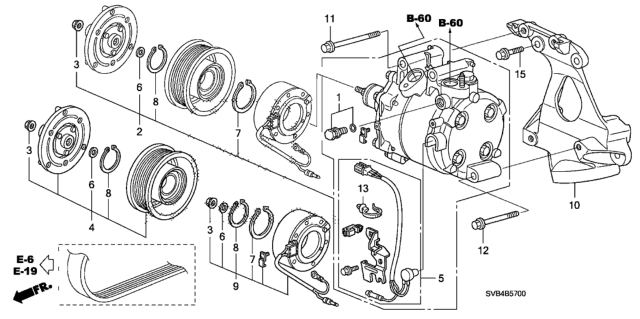 2010 Honda Civic A/C Compressor (1.8L) Diagram
