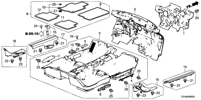 2014 Honda Accord Insulator, Dashboard Diagram for 74260-T3V-A00