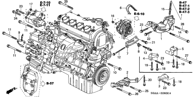 2004 Honda Civic Engine Mounting Bracket Diagram