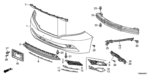 2015 Honda Odyssey Beam, R. FR. Bumper Corner (Upper) Diagram for 71140-TK8-A00