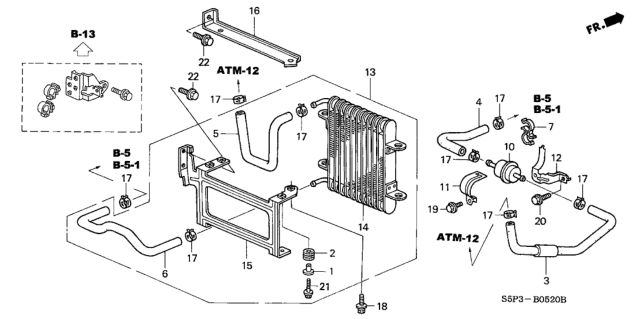 2002 Honda Civic Cooler Assy. (ATf) Diagram for 25500-PMP-000