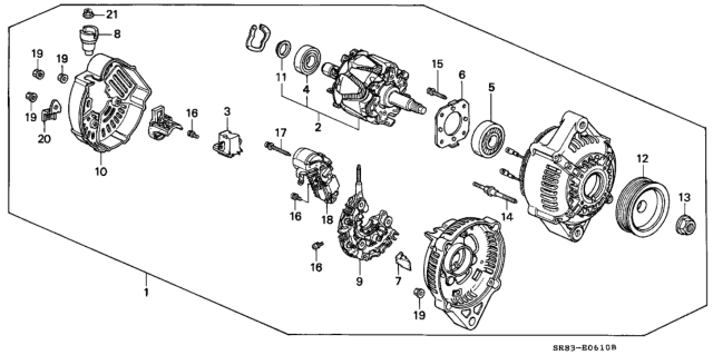 1995 Honda Civic Alternator (Denso) Diagram