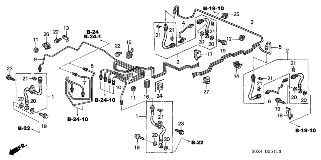 2002 Honda Odyssey Pipe X, Brake Diagram for 46377-S0X-A02