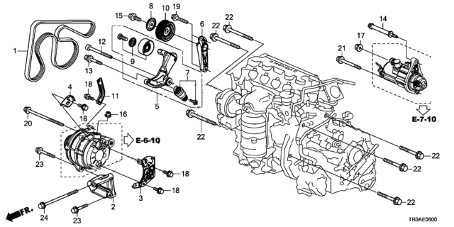 2013 Honda Civic Alternator Bracket  - Tensioner (1.8L) Diagram