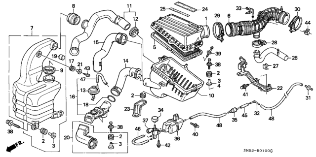 1992 Honda Accord Stay A, Air Cleaner Diagram for 17261-PT2-010